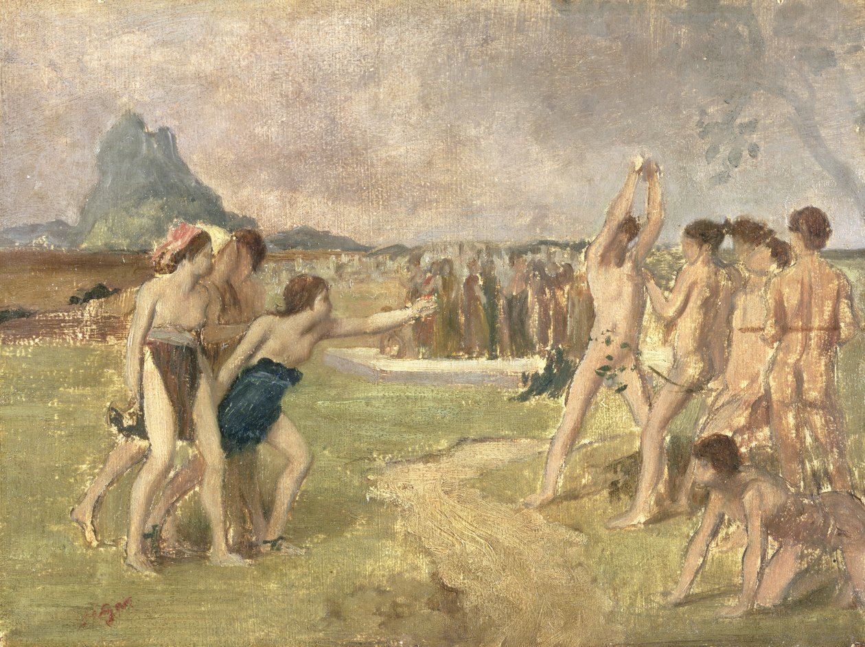 युवा संयमी व्यायाम के लिए अध्ययन, c.1860-61 (पैनल पर चढ़ा कागज पर तेल) द्वारा एडगर डीगास