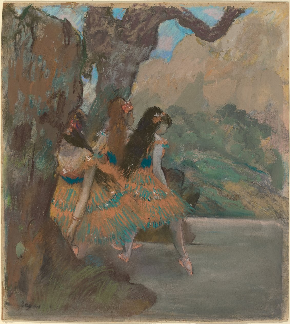बैले डांसर्स, c.1877 (मोनोटाइप पर पेस्टल और गौचे) द्वारा एडगर डीगास