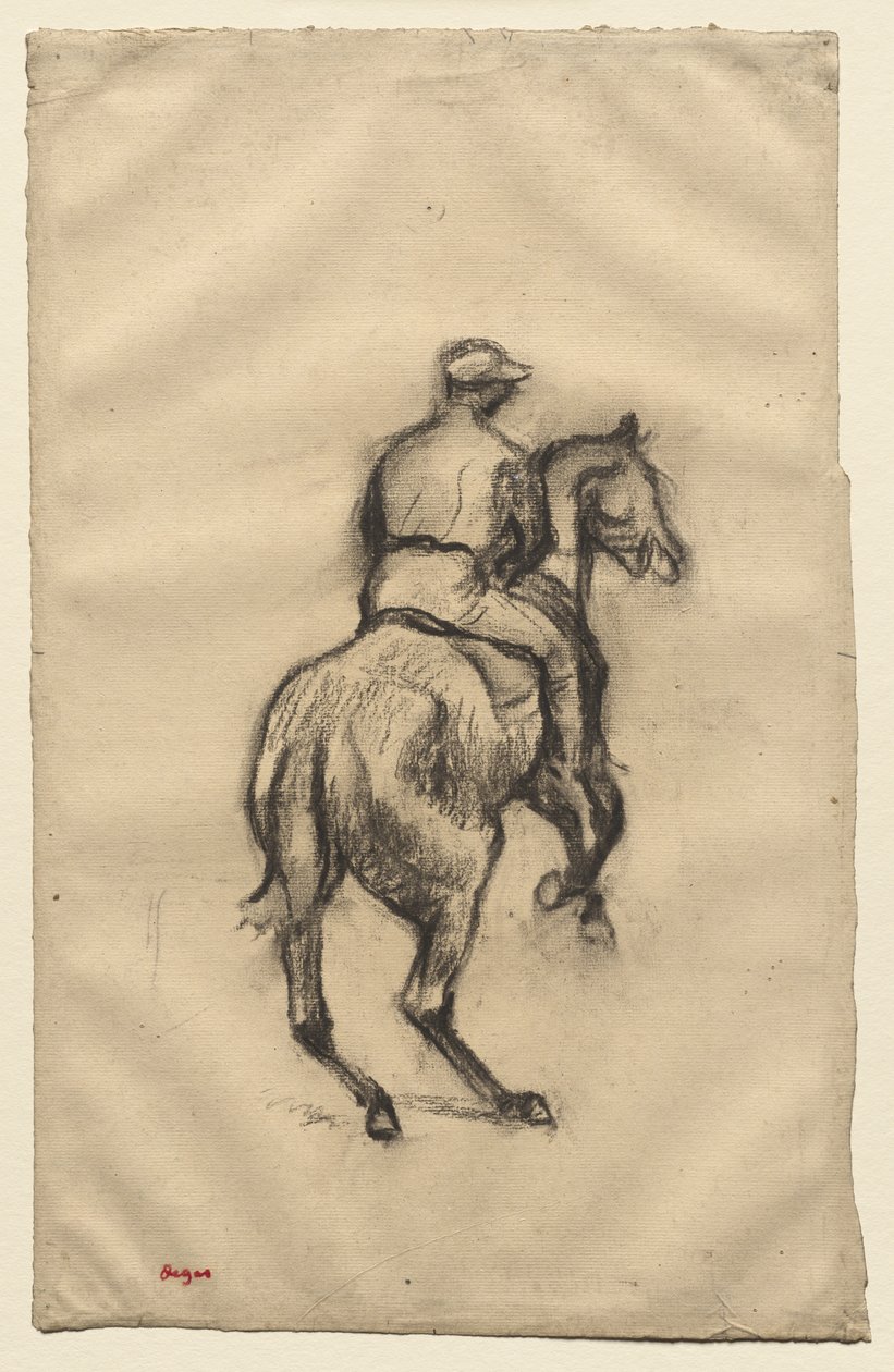 जॉकी, c.1885-1900 (कागज पर लकड़ी का कोयला) द्वारा एडगर डीगास