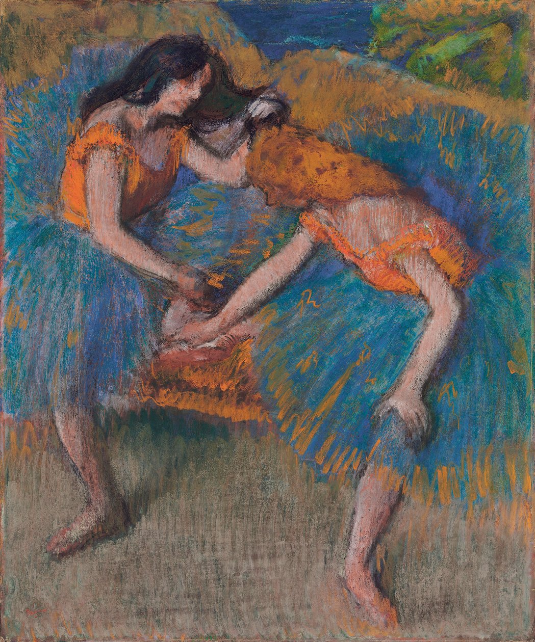 येलो कोर्सेज वाले दो डांसर, c.1902 द्वारा एडगर डीगास
