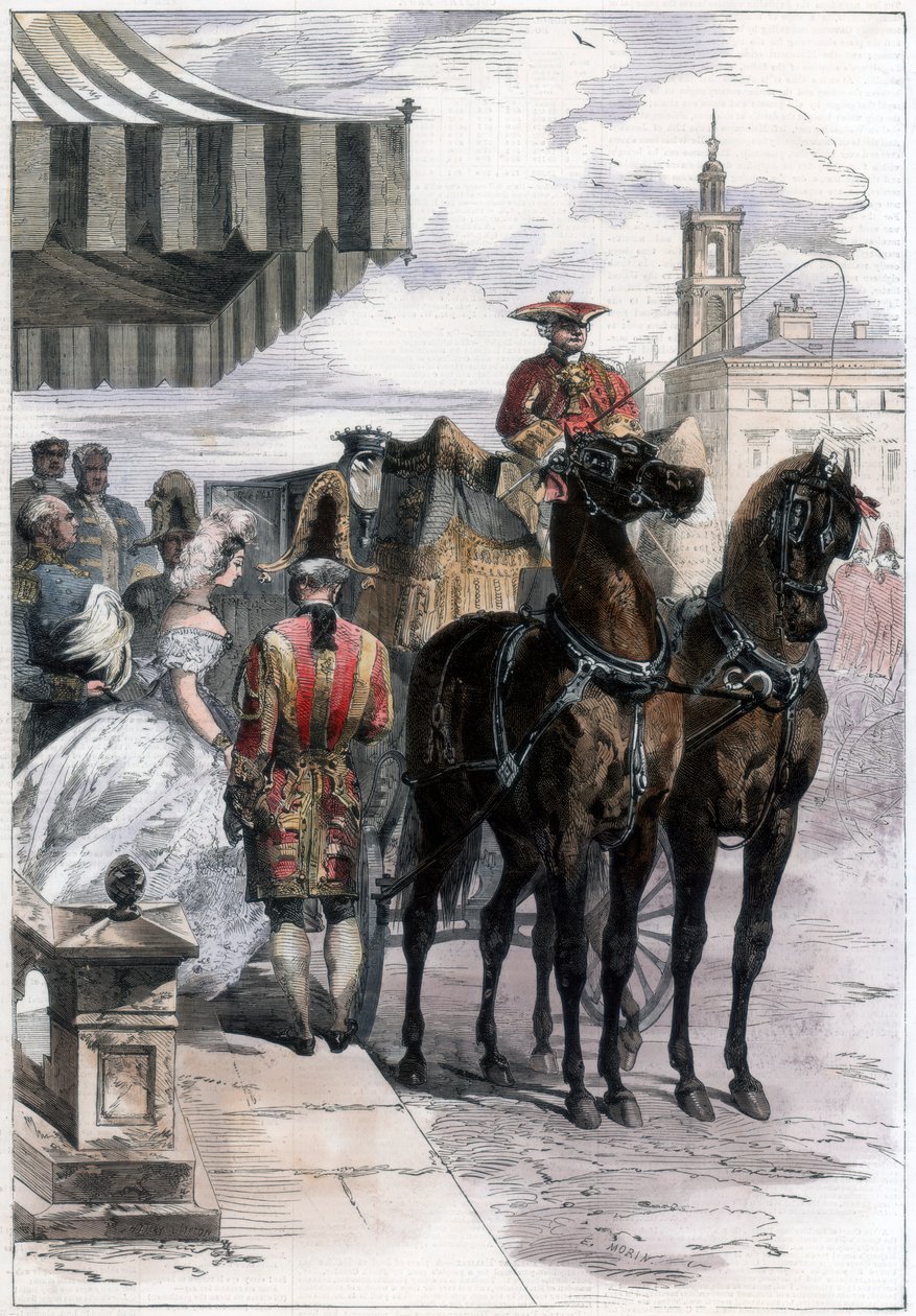 लेडी 'द लंदन सीज़न', 1856 के दौरान बाहर जा रही थी। द्वारा एडमंड मोरिन