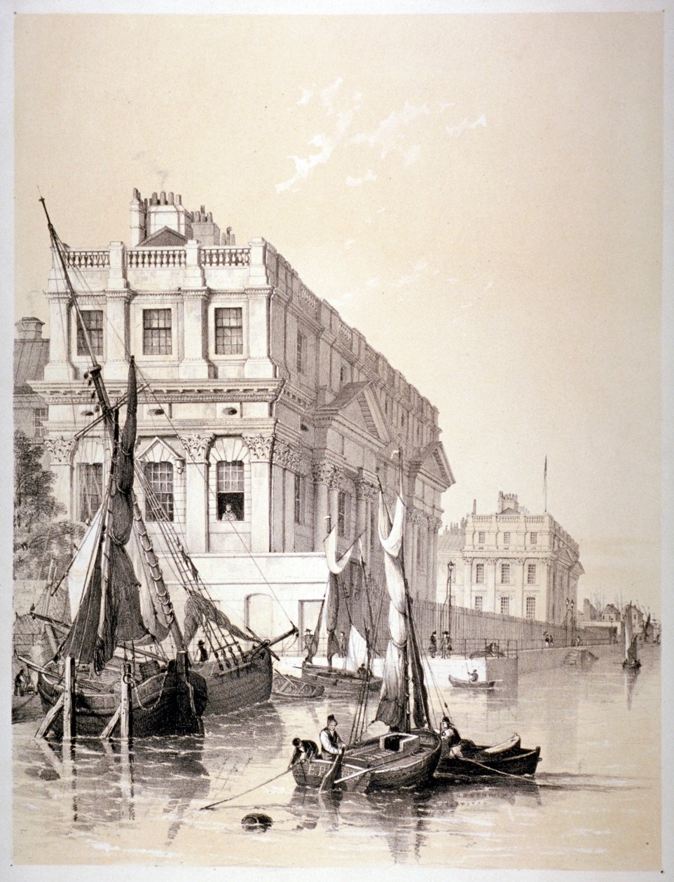 रॉयल नेवल अस्पताल, ग्रीनविच, लंदन, 1838। द्वारा एडमंड पैटन