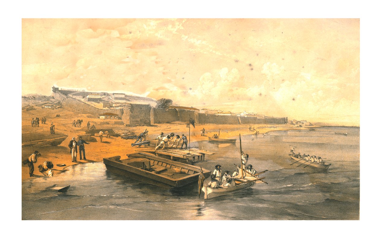 1855 में अज़ॉफ सागर की ओर देख रहे येनिकेल का किला। द्वारा एडमंड वॉकर