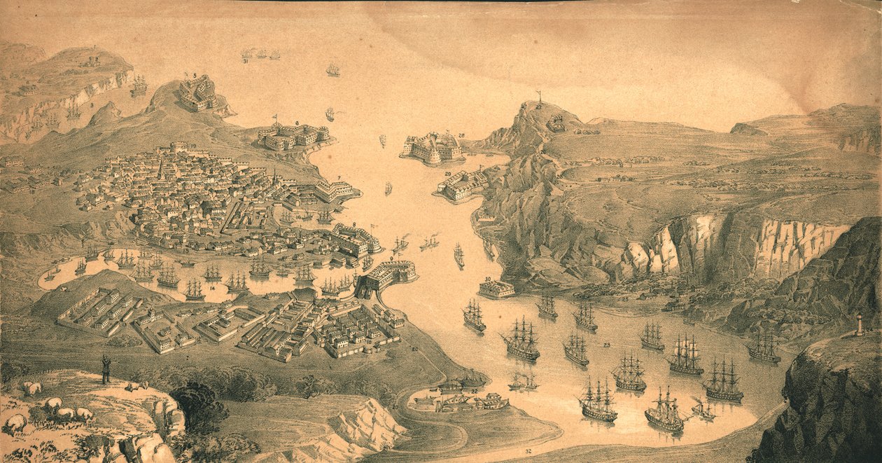 सेबेस्टोपोल, 1854 का शहर, किले और बंदरगाह द्वारा एडमंड वॉकर