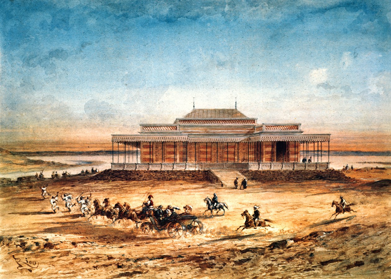 1869 में स्मारिका नहर से 1869 में स्वेज नहर के उद्घाटन की यात्रा करने वाली महारानी यूजनी द्वारा एडौर्ड रिउ
