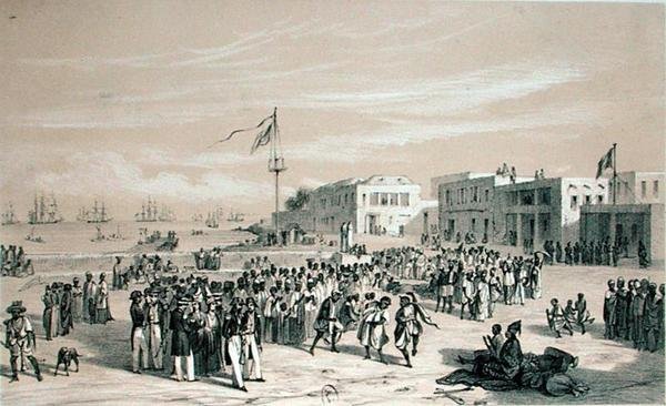 गवर्नमेंट स्क्वायर, गोरी द्वीप, सेनेगल, c.1840 (लिथो) द्वारा एडोउर्ड अगस्टे नौसेवो