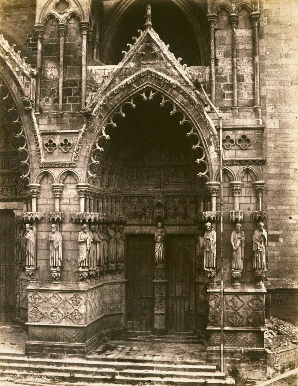 वर्जिन का द्वार, अमीन्स कैथेड्रल, c.1856 (नमकीन पेपर प्रिंट) द्वारा एडौर्ड डेनिस बाल्डस