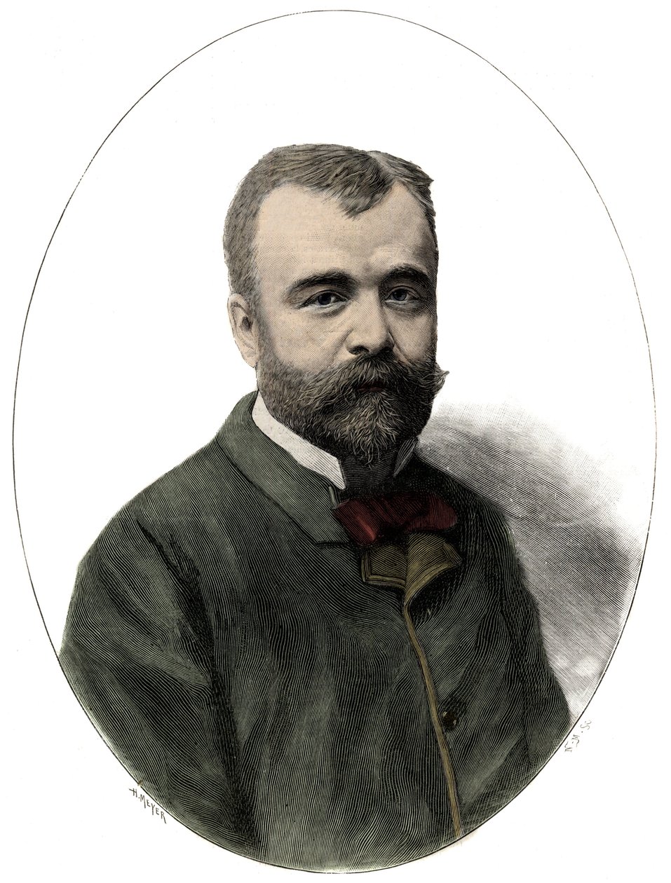 अर्नेस्ट लैविस का पोर्ट्रेट (1842-1922), फ्रांसीसी इतिहासकार और शिक्षाविद - 1892 के "ले जर्नल इलस्ट्रियस" में नवेलियर द्वारा उत्कीर्णन द्वारा एडोर्ड फेलिसियन यूजीन नेवलियर