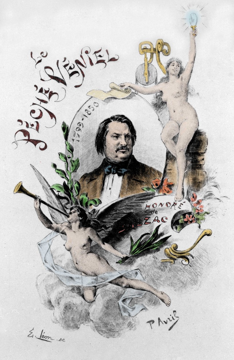 होनोर डी बाल्ज़ाक द्वारा "द वेनियल सिन" का फ्रंटस्पाइस 1901 के पॉल एवरिल (1843-1928) का चित्रण। द्वारा एडौर्ड हेनरी एविल