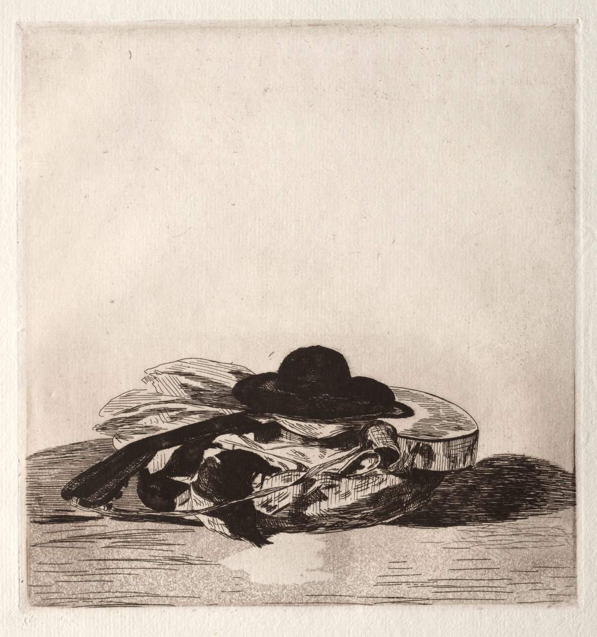 Etchings के एक संस्करण के लिए फ़्रंटपीस: हेट एंड गिटार, 1862। द्वारा एडोर्ड मैनेट