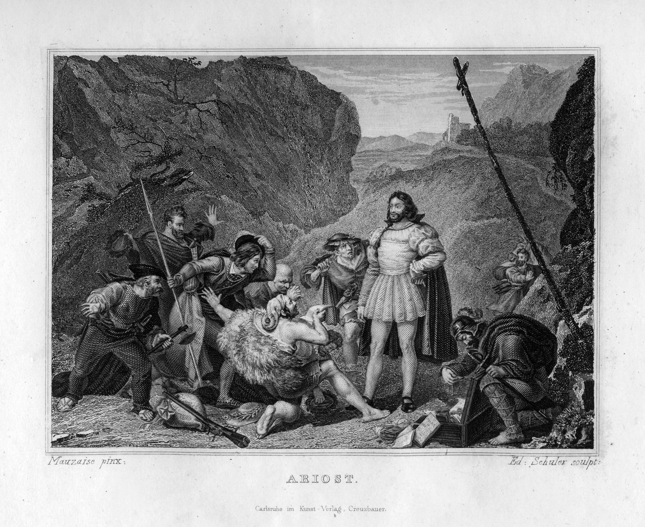 एरियोस्टो, लुटेरों द्वारा सम्मानित, c1833 द्वारा एडौर्ड शूलर