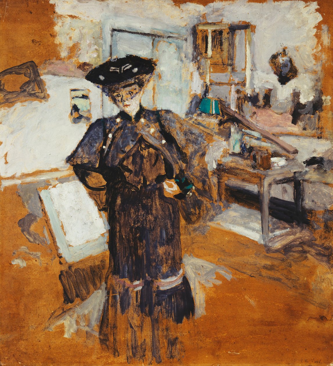 लेडी इन ए वील, हिप्स ऑन हिप्स; लेडी ऑन अ वील, हैंड्स ऑन द हिप्स, c.1902-03 द्वारा एडोर्ड वुइलार्ड