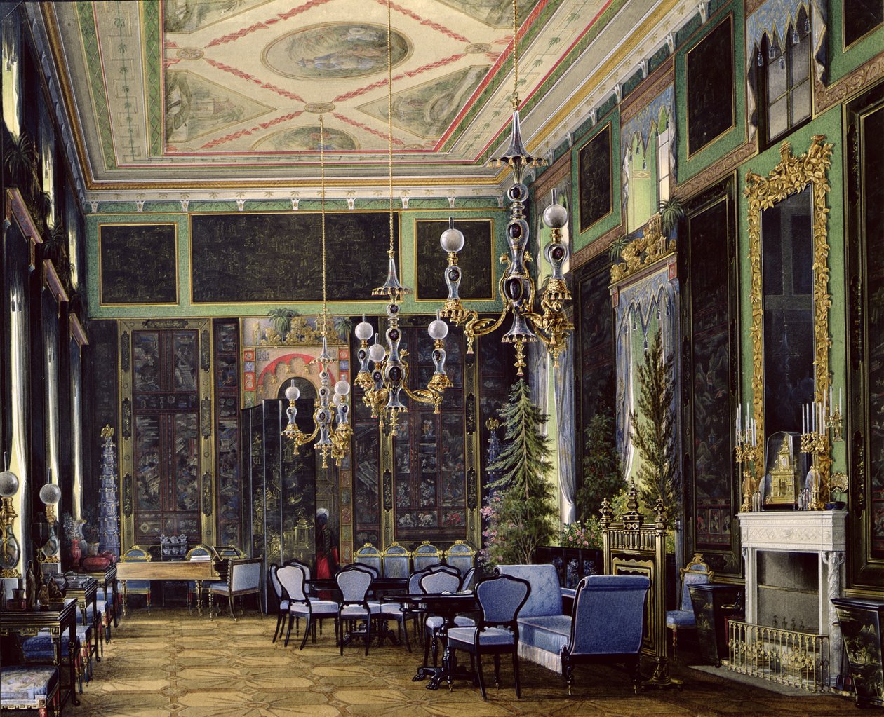 Tsarskoye Selo (wc, gouache और कागज पर स्याही) में ग्रेट पलाइस में चीनी कक्ष द्वारा एडवर्ड हाऊ