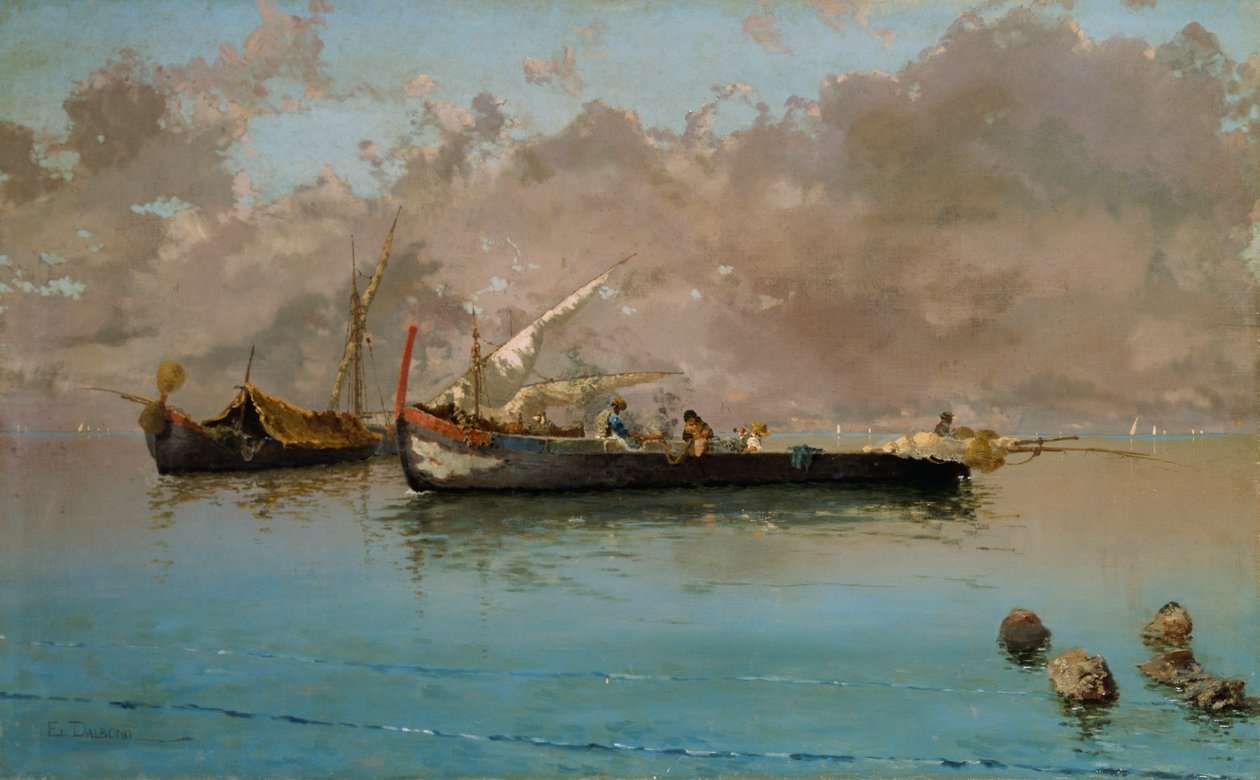 मछली पकड़ने वाली नावों के साथ मरीना, एडुआर्डो डालबोनो द्वारा (1841-1915), कैनवास पर तेल, 64.5x104.5 सेमी द्वारा एडुआर्डो Dalbono
