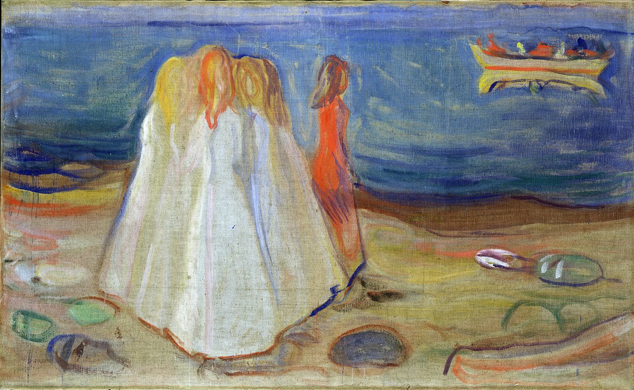 सीसाइड पर लड़कियां, 1906 (कैनवास पर तापमान) द्वारा एडवर्ड चबाना