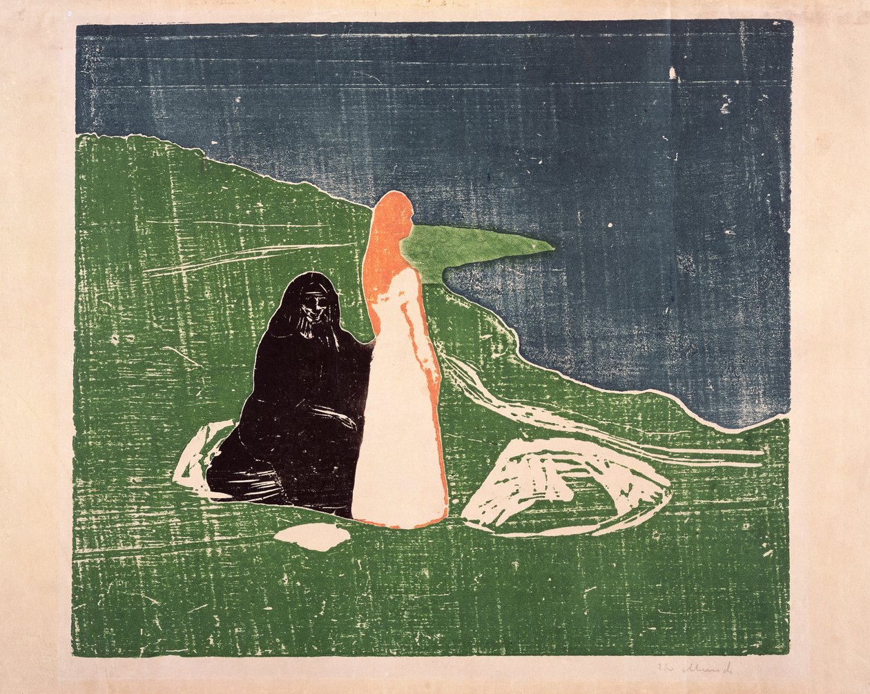 तट पर दो महिलाएं, 1898 द्वारा एडवर्ड चबाना