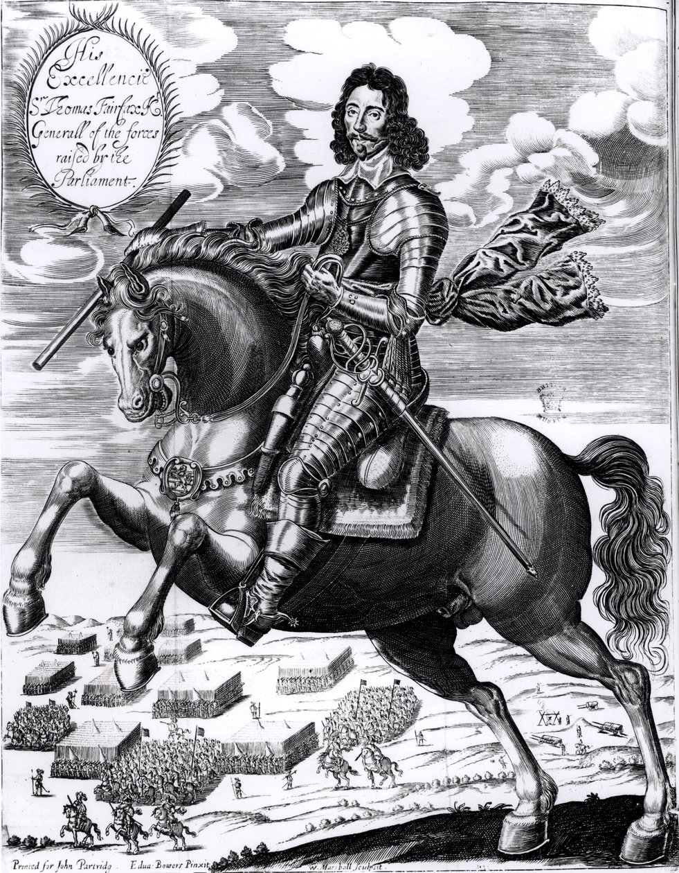 महामहिम सर थॉमस फेयरफैक्स (1617-71) का तीसरा चित्र, बैरन, विलियम मार्शल द्वारा उत्कीर्ण (fl.1617-49) द्वारा एडवर्ड बोवर
