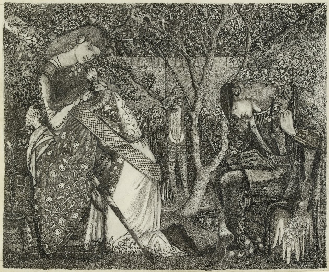 नाइट की विदाई, 1858 (कागज पर कलम और स्याही) द्वारा एडवर्ड बर्न जोन्स
