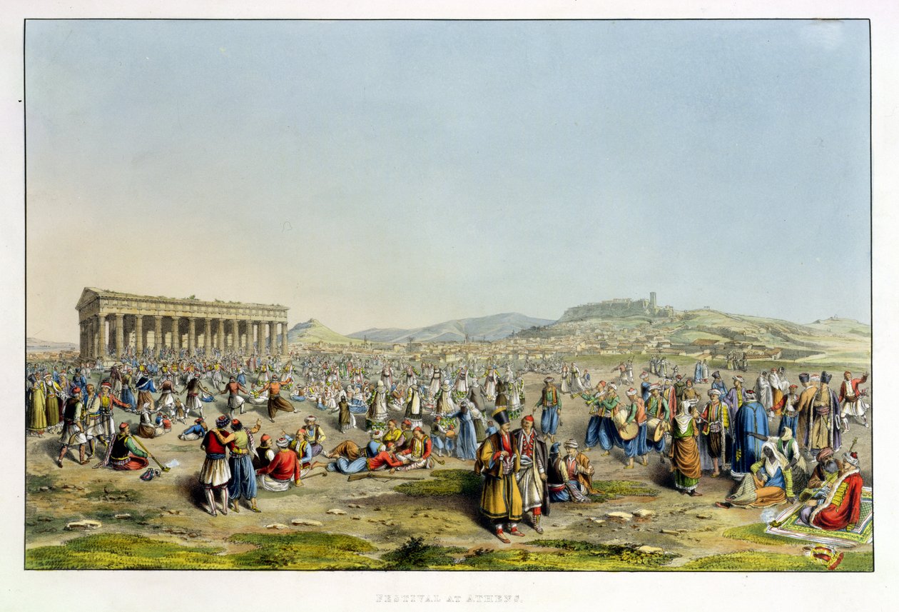 एथेंस में उत्सव, पब। जे। रोडवेल, 1830 (एक्वाटिंट) द्वारा द्वारा एडवर्ड डोडवेल