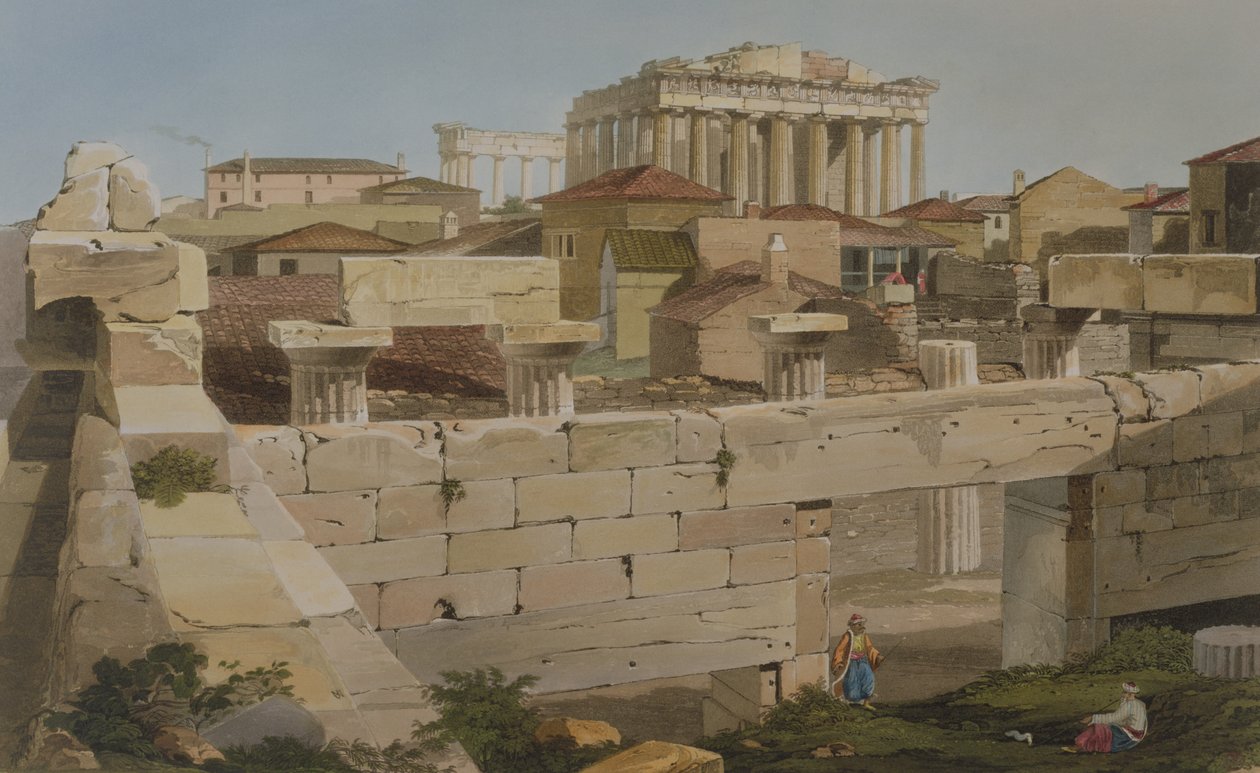 Propylaea से पार्थेनन का दृश्य, जे। बेली, 1819 (एक्वाटिंट) द्वारा उत्कीर्ण &39;व्यूज़ इन ग्रीस&39; के भाग 2 से प्लेट 7 द्वारा एडवर्ड डोडवेल