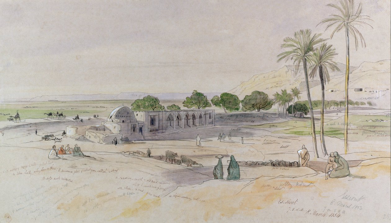 द वादी, एस-सियोट, मिस्र, 1854 (डब्ल्यूसी, कलम और स्याही) द्वारा एडवर्ड लीयर