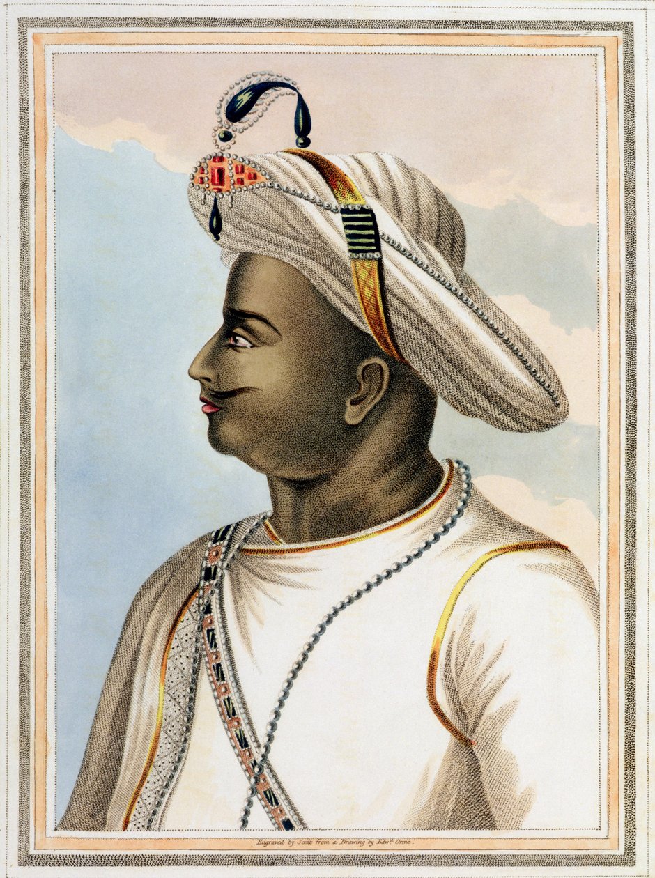 मैसूर साम्राज्य में सुरम्य दृश्यों से टीपू सुल्तान (1749-99) की प्लेट, एडमंड स्कॉट (1758-1810) 1805 द्वारा उकेरी गई द्वारा एडवर्ड ओरमे