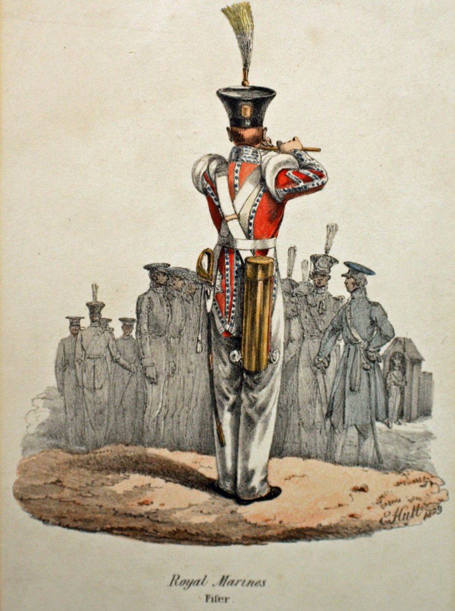 रॉयल मरीन फ़िफ़र, c.1829 (हाथ के रंग का लिथो) द्वारा एडवर्ड (बाद) हल