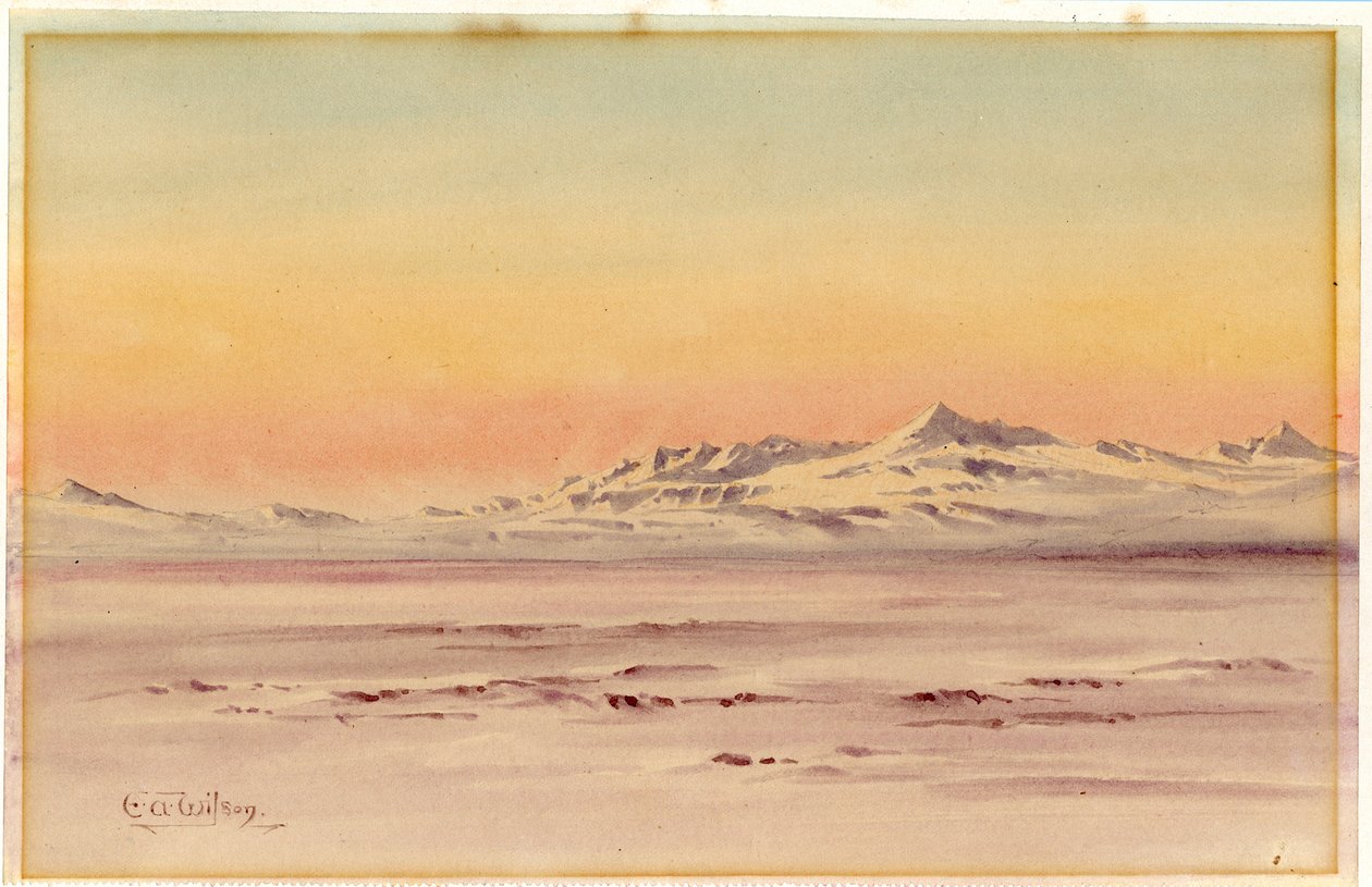अंटार्कटिक तटीय दृश्य, 1901-04 (कागज पर wc) द्वारा एडवर्ड एड्रियन विल्सन