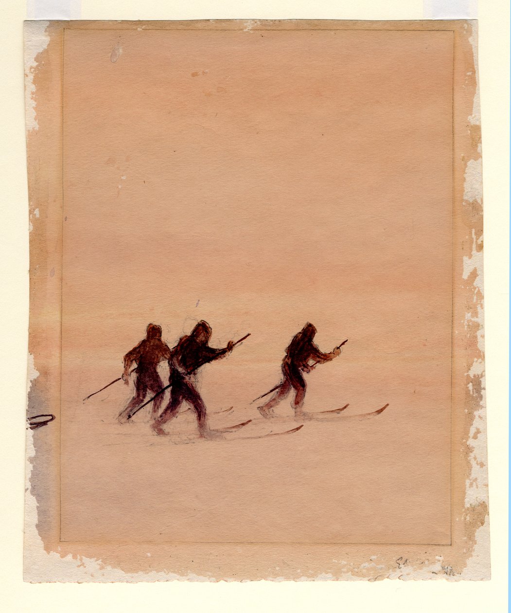 स्की पर पुरुष, 1901-04 (कागज पर wc) द्वारा एडवर्ड एड्रियन विल्सन