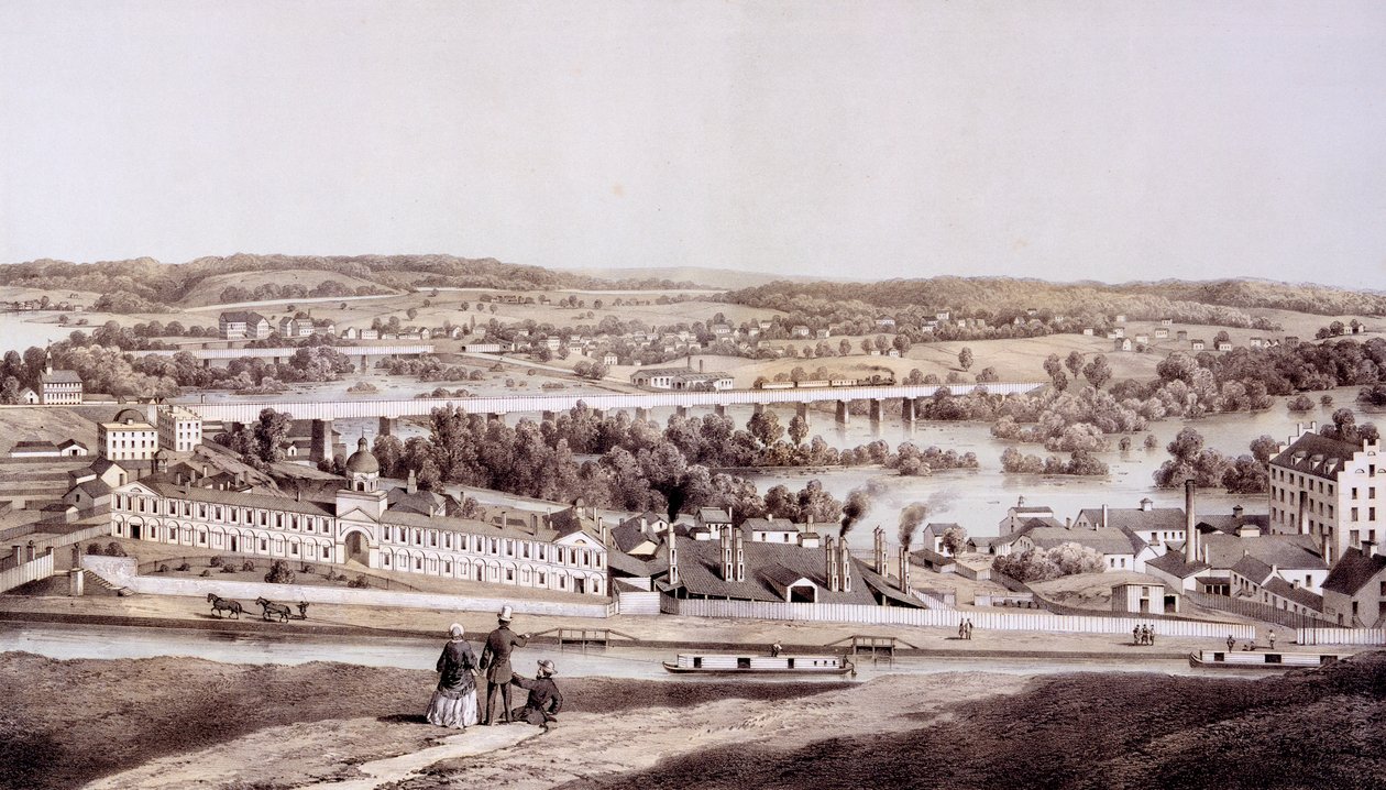 1858 के &39;एल्बम ऑफ वर्जीनिया&39; से गैंबल हिल, रिचमंड, वर्जीनिया से देखें द्वारा एडवर्ड बेयर