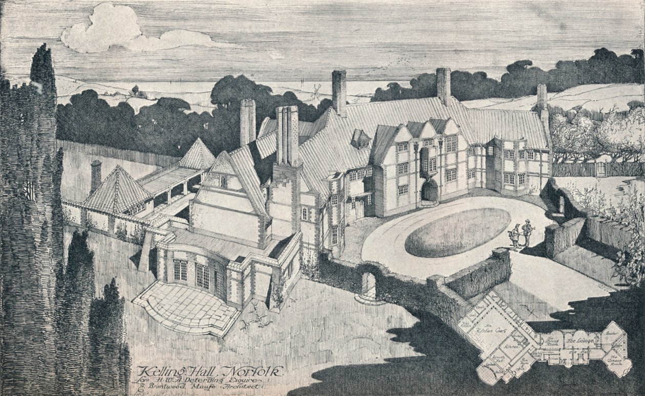 'केलिंग हॉल, नॉरफ़ॉक। ई ब्रांटवुड मौफे, एरिबा, आर्किटेक्ट, c1912 द्वारा एडवर्ड ब्रैंटवुड मौफे