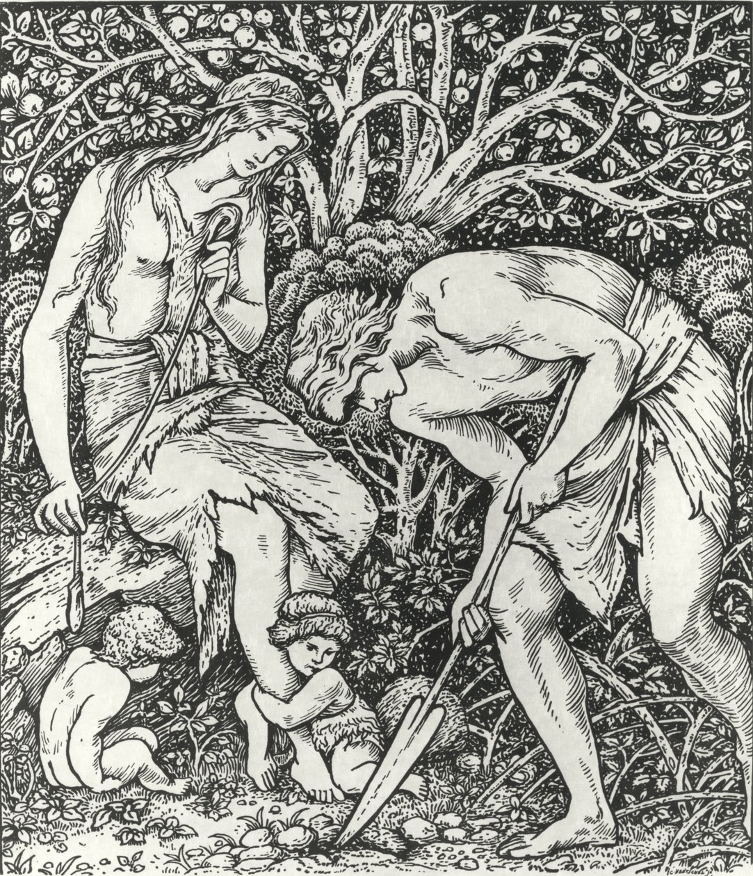 आदम और हव्वा (श्रम: व्हान एडम डेल्व्ड एंड ईव स्पैन, हू वाज़ द जेंटलमैन?) द्वारा एडवर्ड कोली (बाद) बर्नी जोन्स
