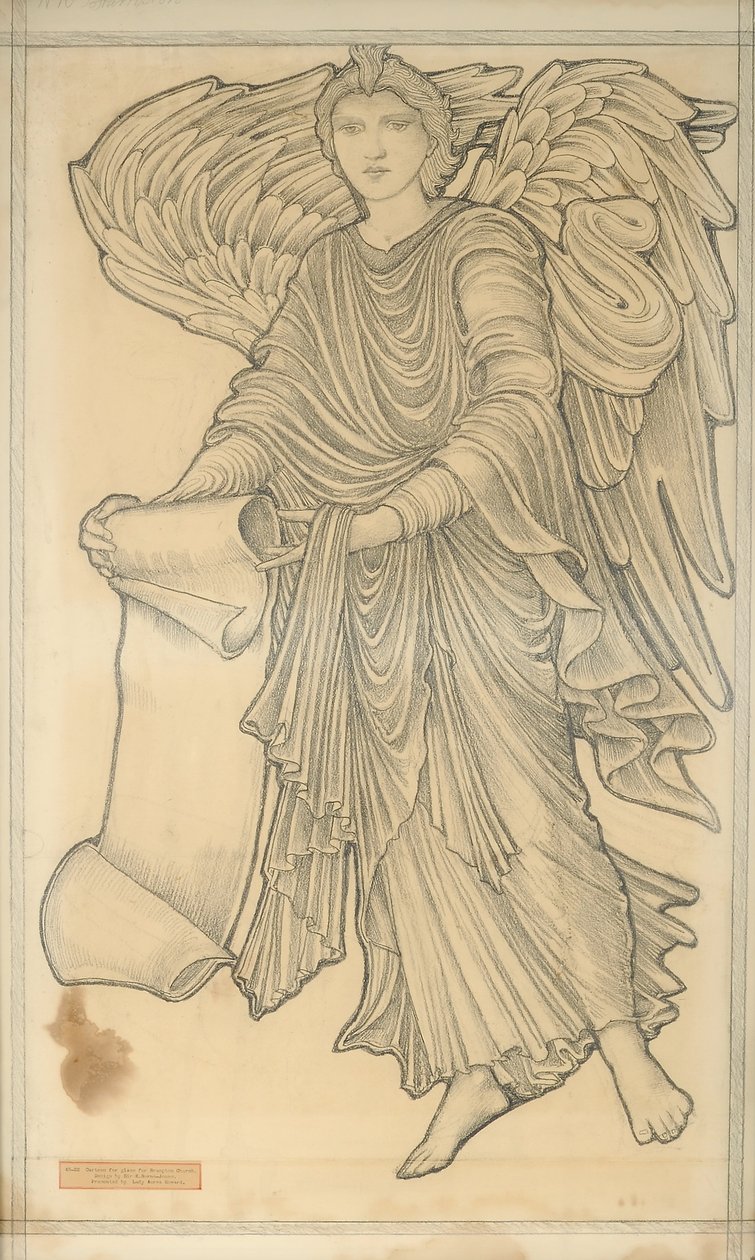 स्क्रॉल के साथ एन्जिल - आंकड़ा संख्या दस, 1880 (कागज पर चाक) द्वारा एडवर्ड बर्न जोन्स