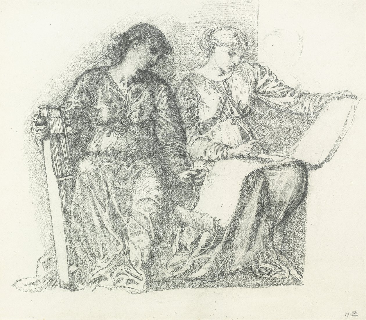 "संगीत" के लिए अध्ययन, c.1865 द्वारा एडवर्ड बर्न जोन्स