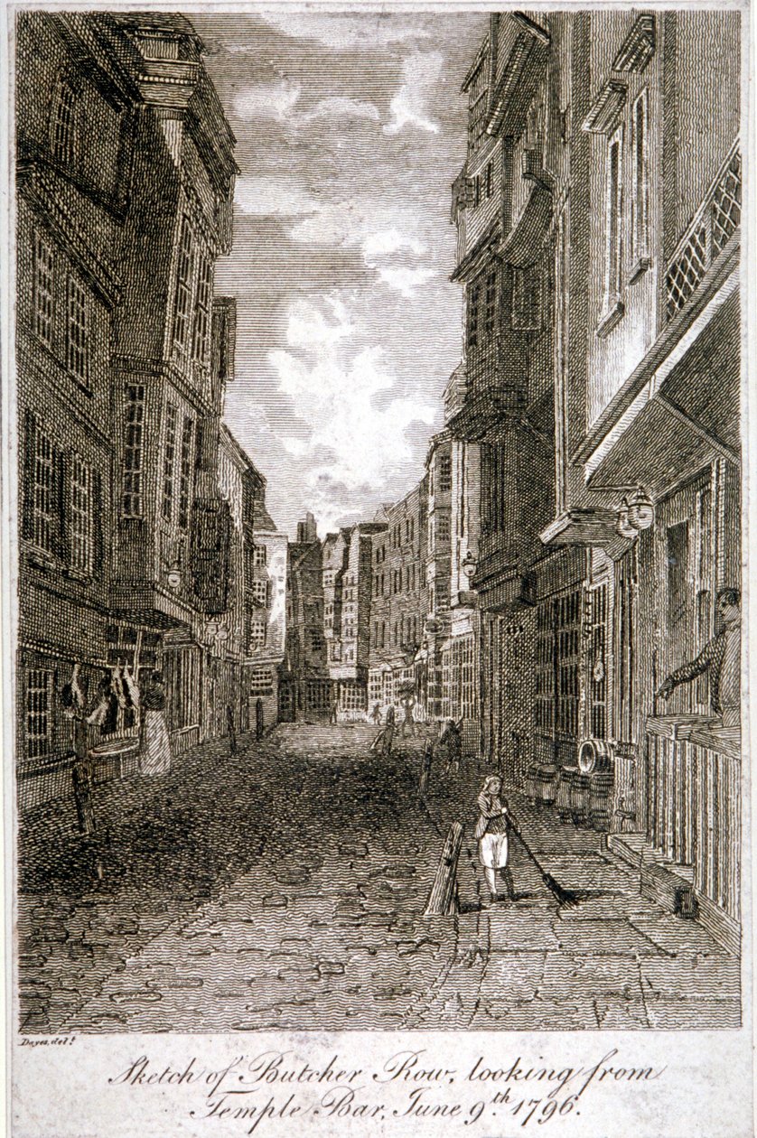बुचर रो, वेस्टमिंस्टर, लंदन, 1796। द्वारा एडवर्ड डेस