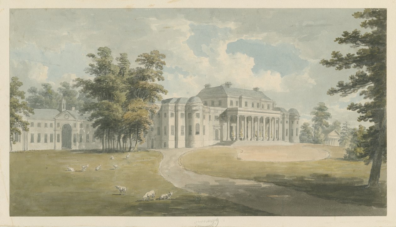 Shugborough हॉल: पानी के रंग पेंटिंग, एन डी [ देर से 18 प्रतिशत] द्वारा एडवर्ड डेस