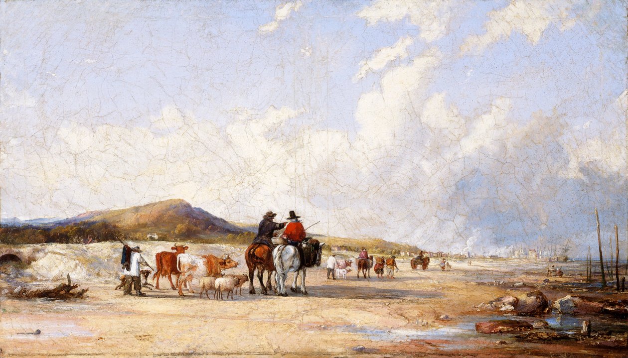'क्रॉसिंग द सैंड्स टू स्वानसी मार्केट', c1850s द्वारा एडवर्ड फ्रांसिस ड्रू प्रिचर्ड