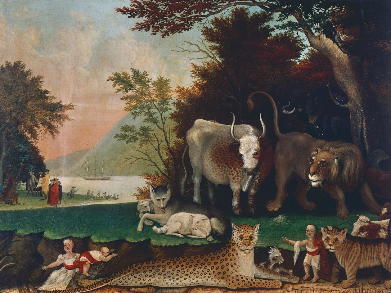 पीसेबल किंगडम, सीए 1848, एडवर्ड हिक्स द्वारा पेंटिंग (1780-1849), कैनवास पर तेल, 60.6x81 सेमी, यूएसए द्वारा एडवर्ड हिक्स