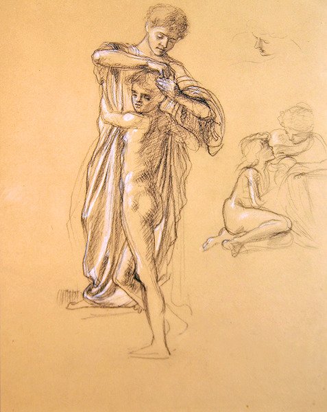 आइडियल फियर्स (I), 1893 के लिए अध्ययन (कागज पर चाक) द्वारा एडवर्ड जॉन पोयंटर