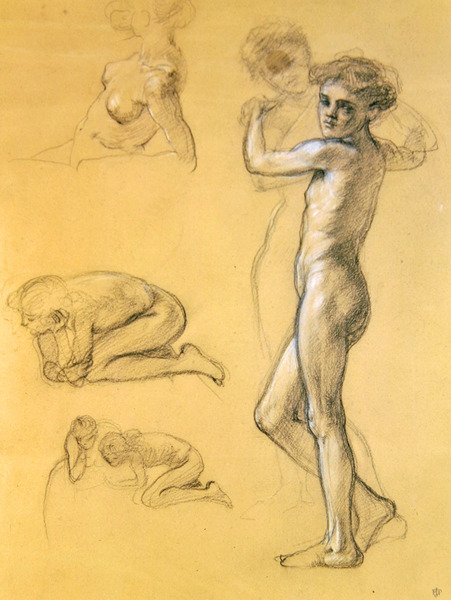 आइडियल फियर्स के लिए अध्ययन (III), 1893 (कागज पर चाक) द्वारा एडवर्ड जॉन पोयंटर