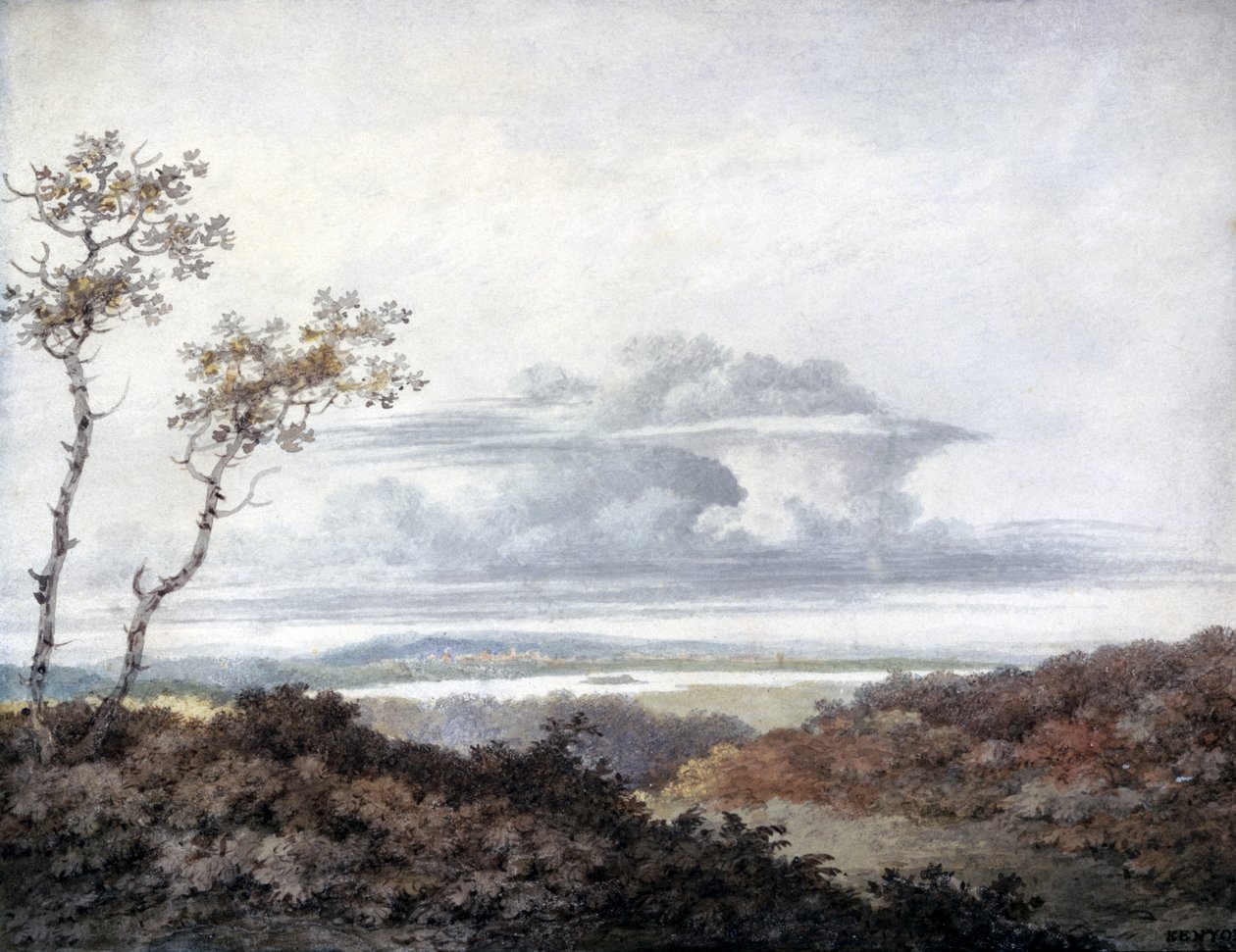 ल्यूक हावर्ड (1772-1864) c.1808-11 द्वारा बाद के क्लाउड अध्ययन के साथ ग्रामीण परिदृश्य (कागज पर wc) द्वारा एडवर्ड केनेयन