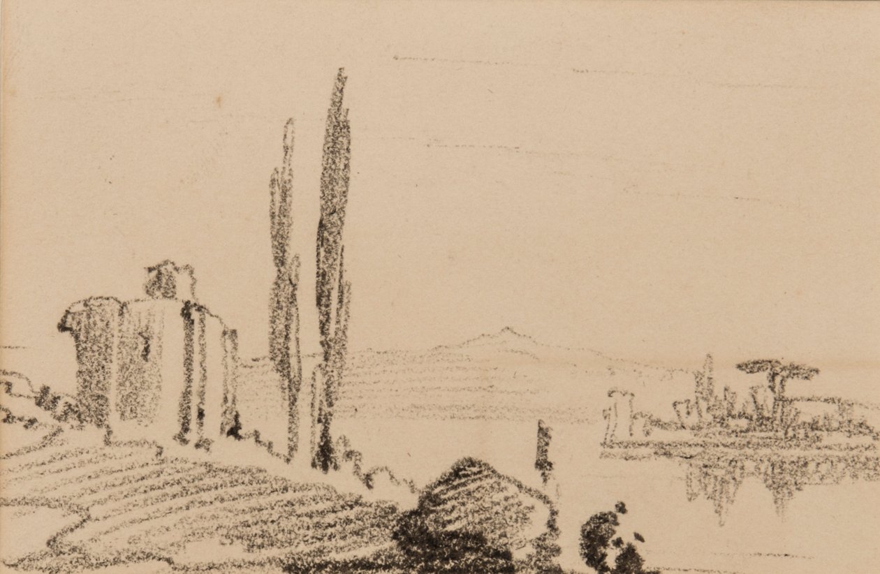 इटालियन कैपरीकोयो, c.1837 (कागज पर काला चाक) द्वारा एडवर्ड लीयर