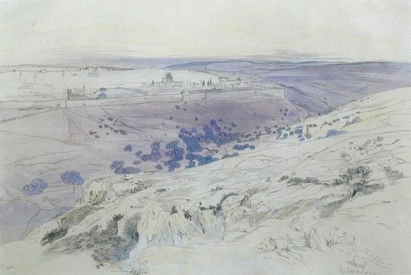 जेरूसलम, 24-28 अप्रैल 1858 (कागज पर कलम, स्याही और पानी के रंग का) द्वारा एडवर्ड लीयर