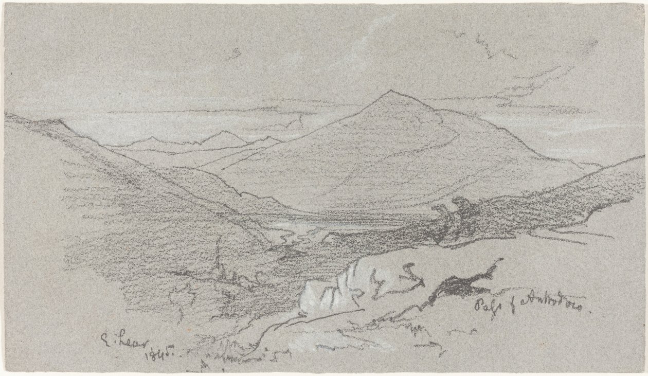 एंट्रोडोको से पहाड़ी दृश्य, 1845। द्वारा एडवर्ड लीयर