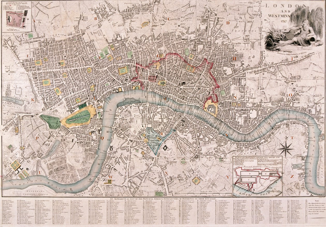 लंदन का मानचित्र, 1797 द्वारा एडवर्ड मोग