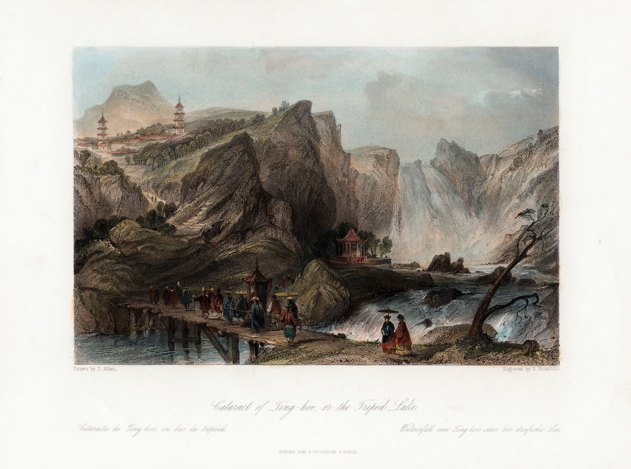 तिंग-हू का मोतियाबिंद, तिपाई झील, चीन, c1840 पर। द्वारा एडवर्ड पैक्समैन ब्राइट