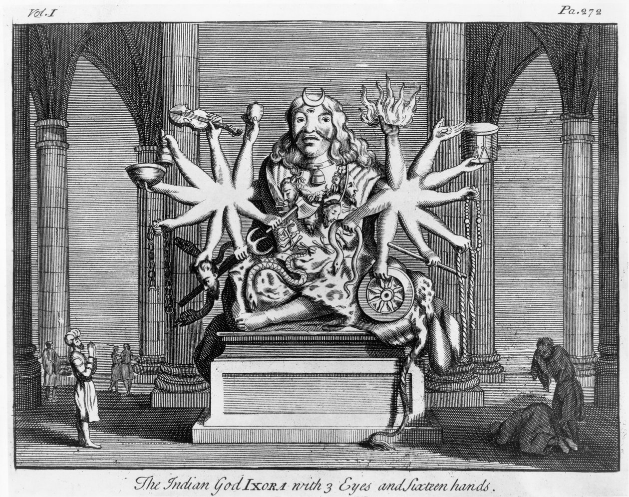 भारतीय भगवान Ixora 3 आँखें और सोलह हाथ, c.1780 के साथ द्वारा एडवर्ड रूकर
