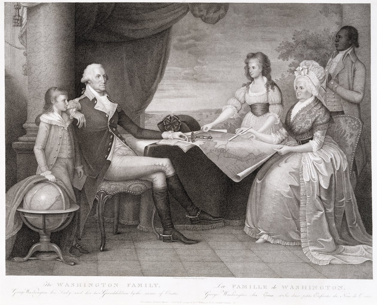 वाशिंगटन परिवार, 1798 (उत्कीर्णन और स्टेपल नक़्क़ाशी) द्वारा एडवर्ड सैवेज