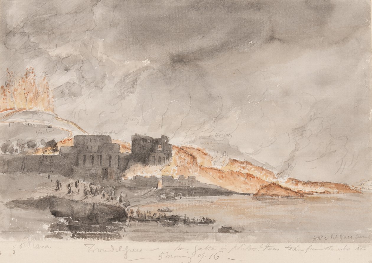 विसुवियस का विस्फोट, 1794 (कागज पर पेंसिल और wc) द्वारा एडवर्ड स्विनबर्न