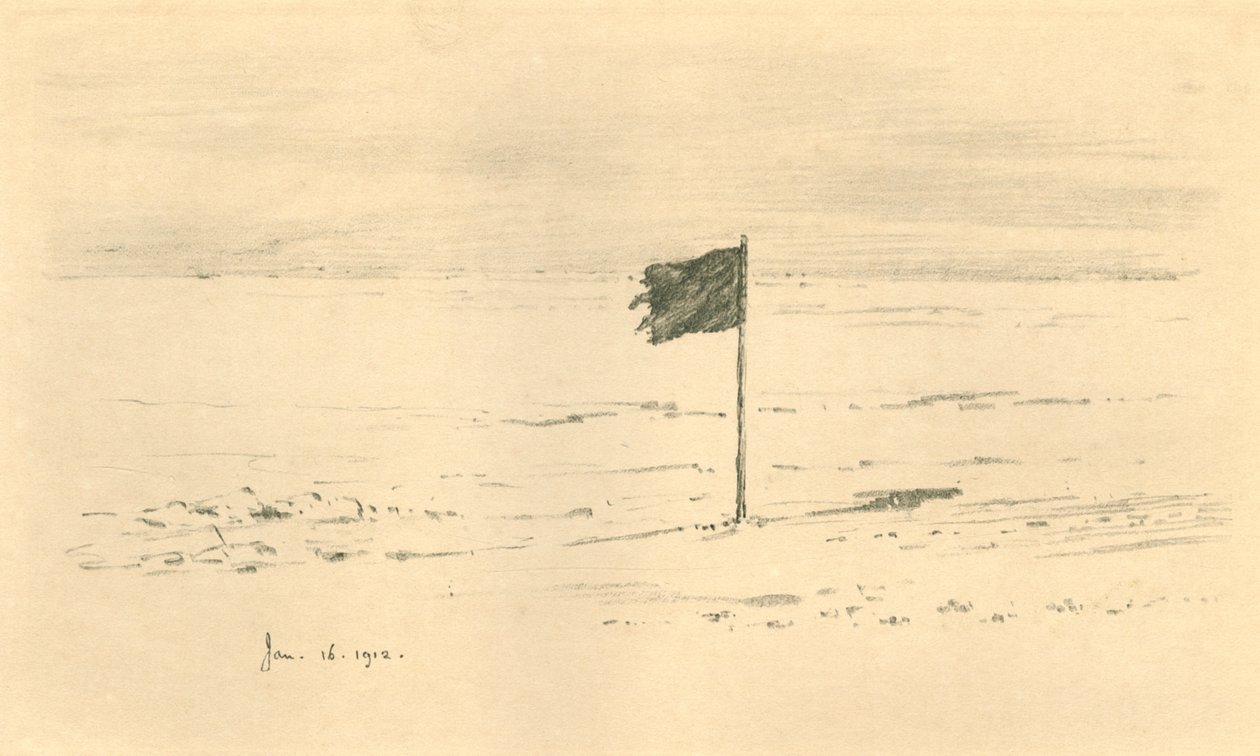 काला झंडा शिविर। - दक्षिण ध्रुव, 1912, 1913 के कुछ मील के भीतर काला झंडा द्वारा चार्ल्स एडवर्ड विल्सन